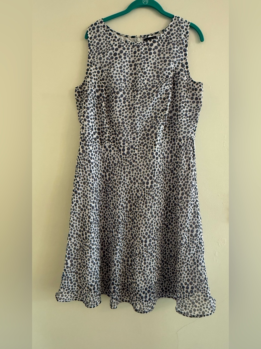 VENUS Cream and Black Polka Dot Midi Dress Size 14